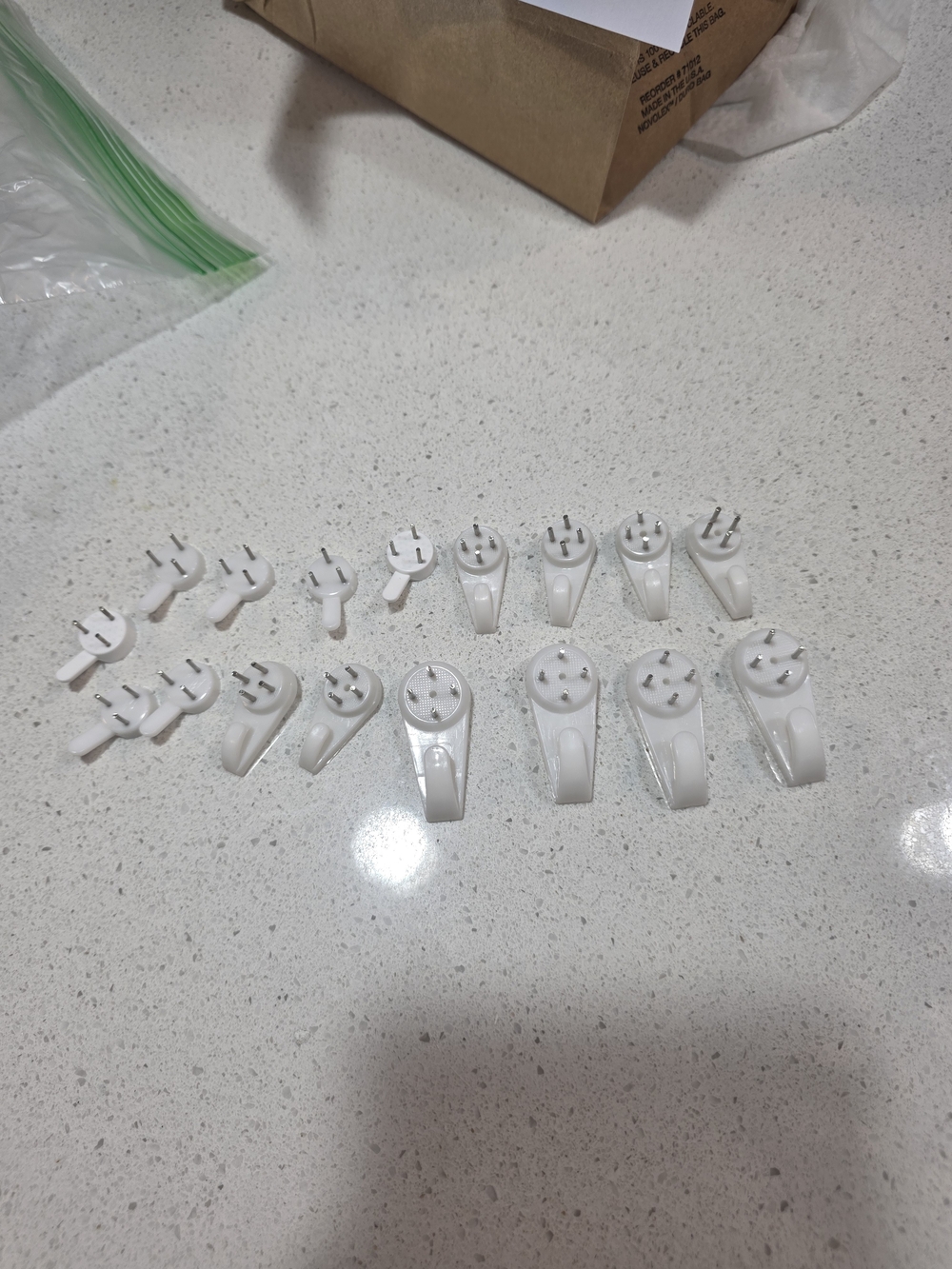White Self-Adhesive Wall Hooks - Pack of Mixed Sizes